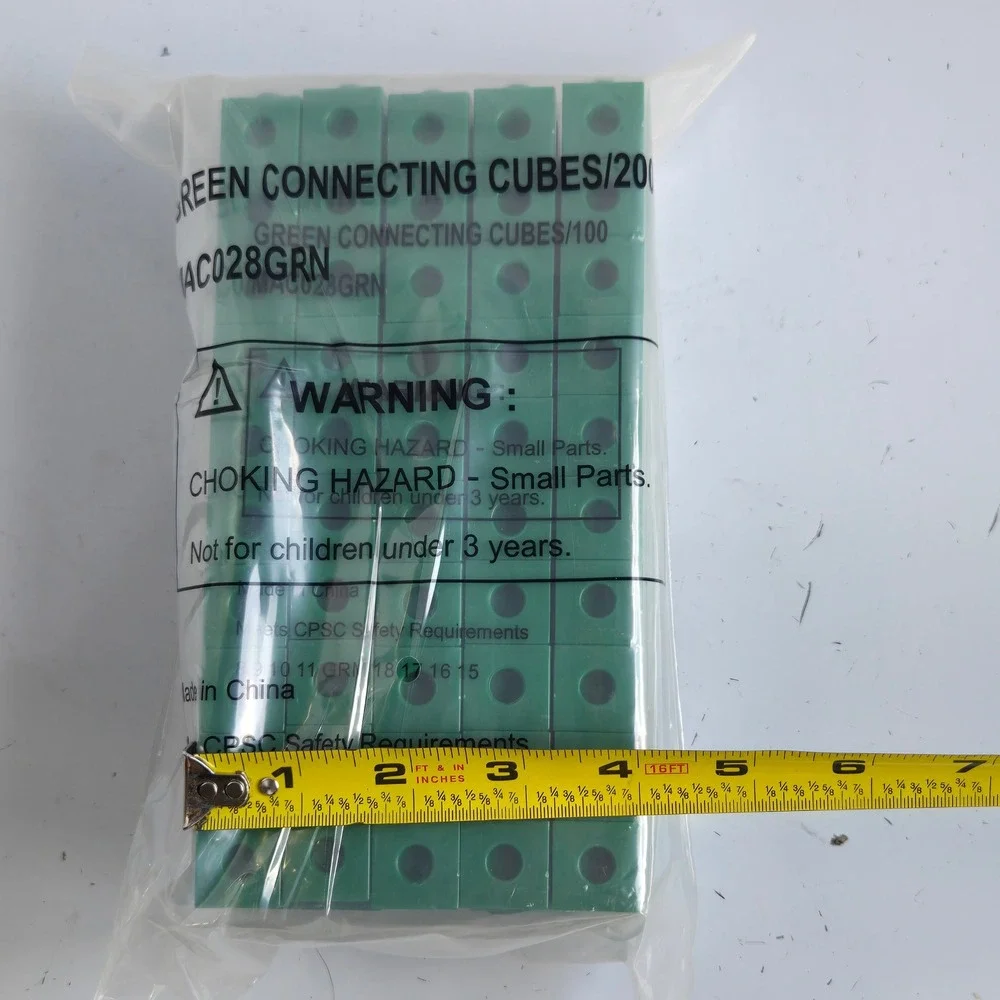 Green Connecting Cubes 200 Count Math Manipulatives counting Toy, Homeschool